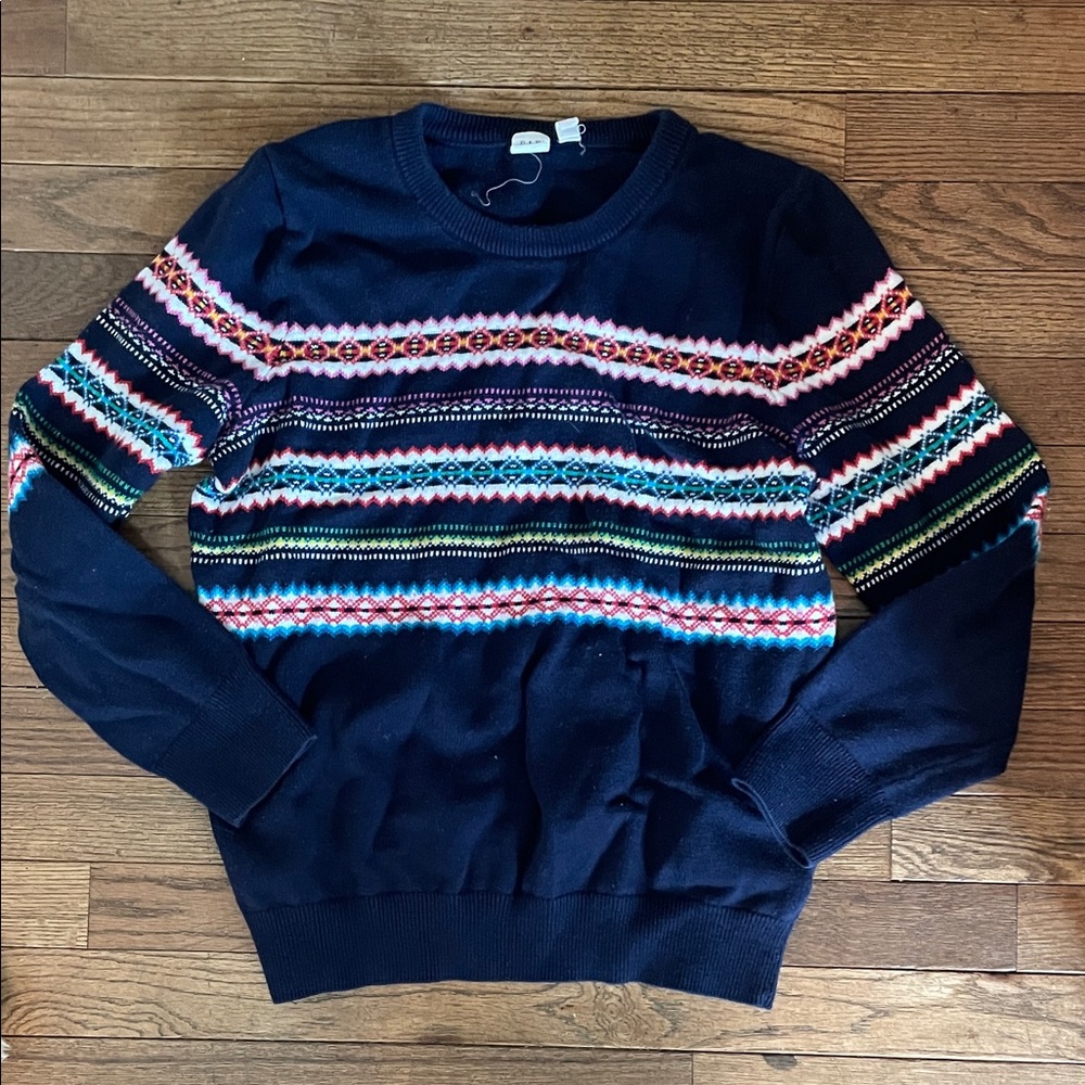 GAP Navy Multicolor Fair Isle Crewneck Sweater